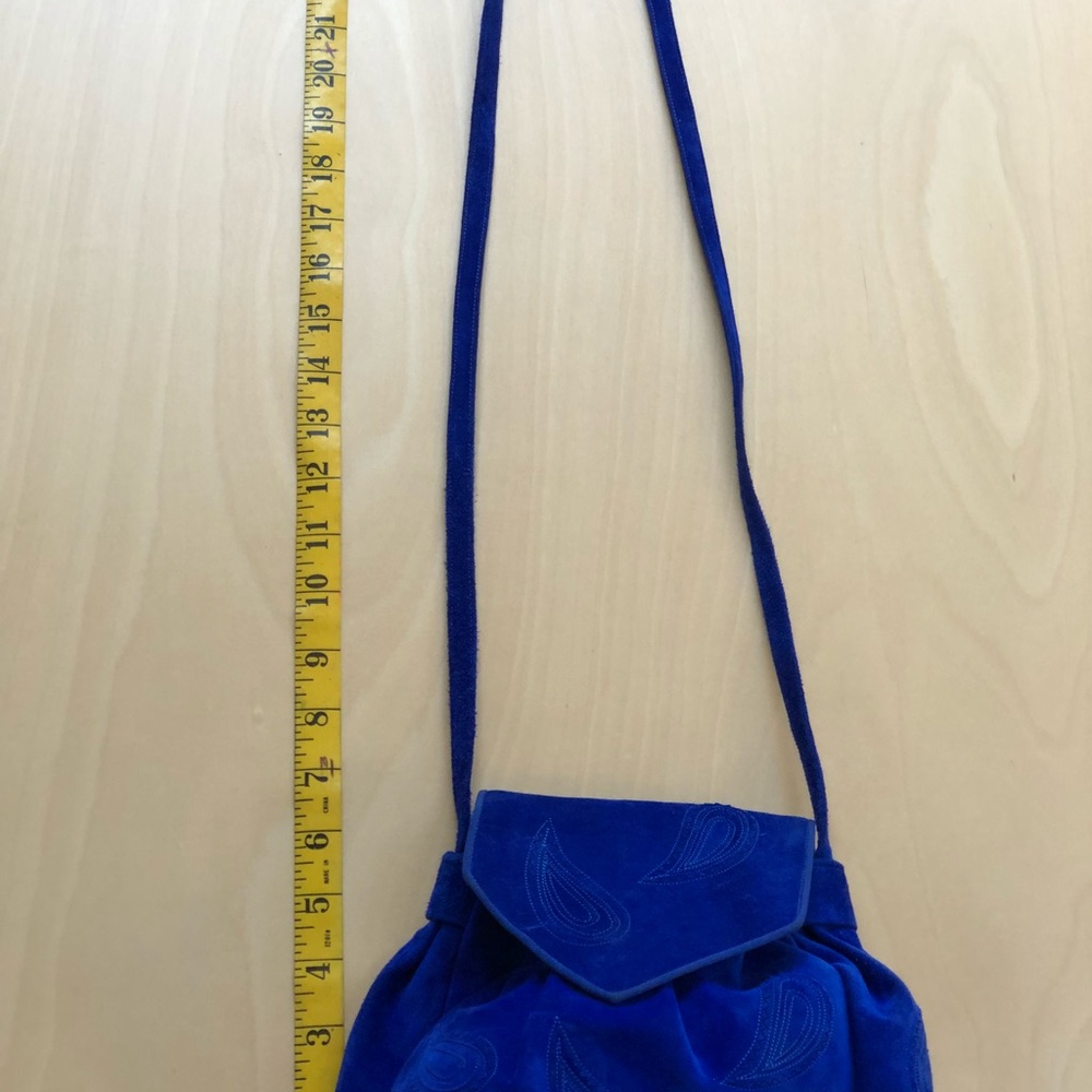 BLUE SUEDE SUSAN BENNIS SHOULDER BAG